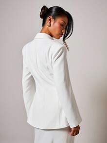 COSMINA Women's Elegant Stiff Thin Blazer, Autumn/Winter,Fall - White - View 2