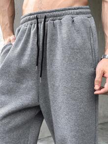 SWAVVY Men's Casual Knit Flared Long Sweatpants - Light Grey - View 4