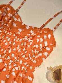 满版印花荷叶边下摆吊带连衣裙 - 彩色 - 查看 3