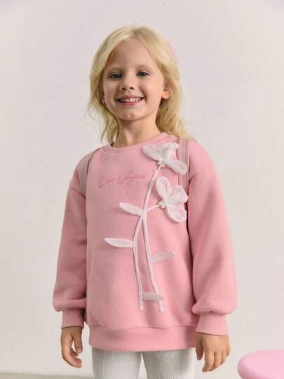 Maija Kids Maija Kids Young Girl Loose Floral Pattern Crew Neck Sweatshirt,In Fall/Winter