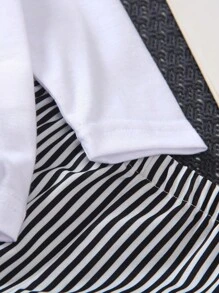 SHEIN 2 Stücke Baby Jungen Akademie Besticktes Bleistift Muster Weiß Gestricktes Langarm T-Shirt und gestreifter Lässig Webware Hosen Set, vielseitig für Schule, Alltag, Ausflüge, Urlaub, Reisen, Entspannung, Sonnenbaden, Herbst, Outdoor Sport und Lässig Outfit Baby Jungen Kleidung Herbst Kleidung Baby Jungen Sets Jungen Kleidung für Baby Herbst Baby Herbst Kleidung Set Premium Baby Kleidung Outfits für Baby Jungen Baby Jungen Kleidung Kinderbekleidung Jungen Kleidung Winter - Verschiedenfarbig - Übersicht 6