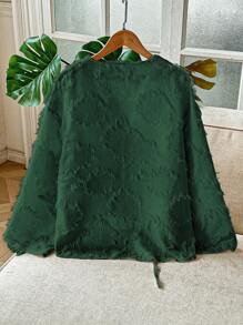 INAWLY 3D 面料蝴蝶结女式衬衫 - 軍綠色 - 查看 2