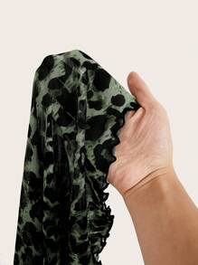 Ellevyn 女士优雅性感豹纹网眼修身衬衫 - 綠色 - 查看 11