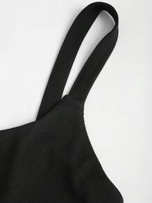 Sweetra 女式基本款圆领无袖镂空后背连体衣，黑色，春夏 - 黑色 - 查看 5