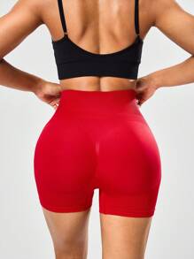 Gameset SHEIN Sport Pantalones cortos deportivos sin costuras de cintura alta de unicolor para mujer