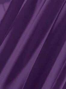 SHEIN LUNE 2件套加大码纯色系带长袖上衣和裤子套装 - 紫色 - 查看 7