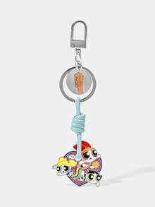 THE POWERPUFF GIRLS X SHEIN Llavero con esmalte con el patrón de Flor, Burbuja y Copo - Plateado - Ver 1