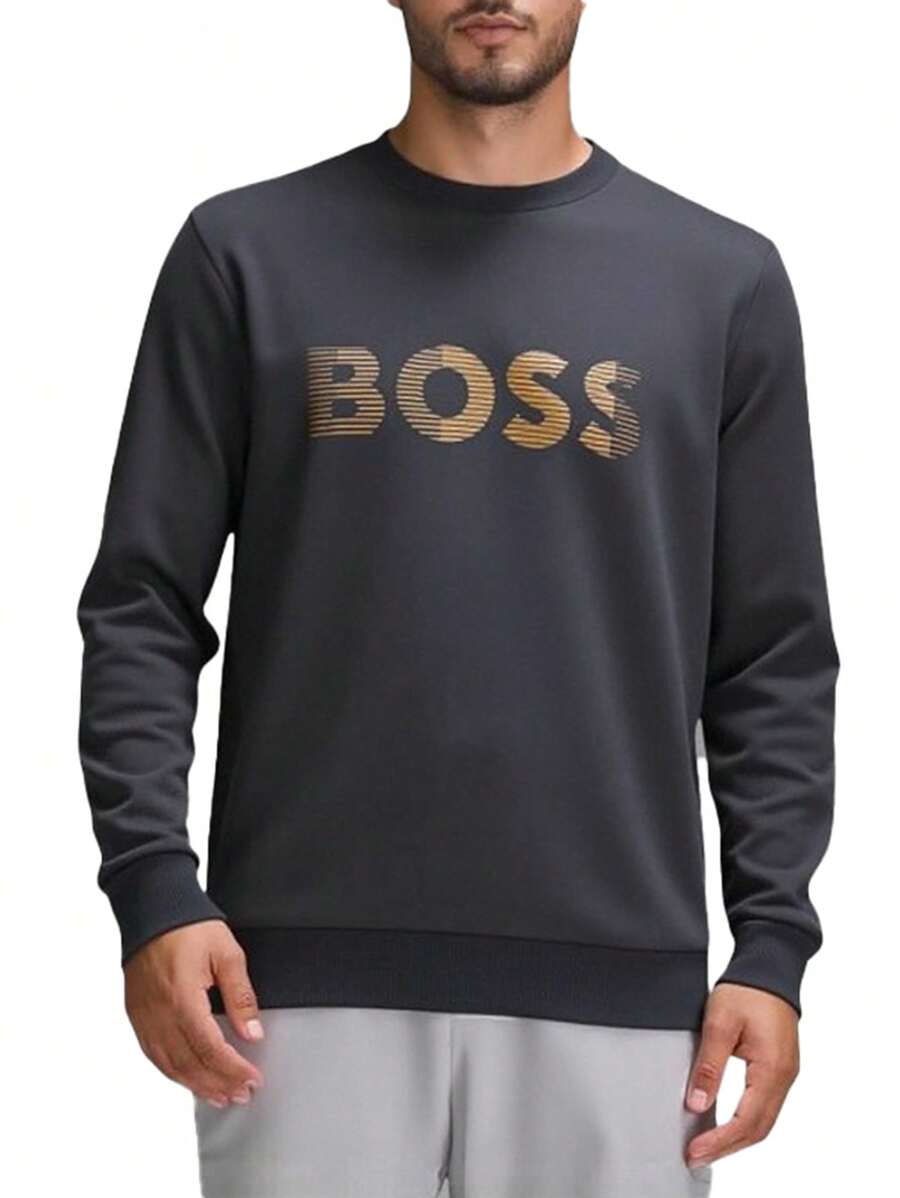 Hugo Boss 男士圆领长袖休闲宽松百搭运动衫 - 027 深灰色 - 查看 1