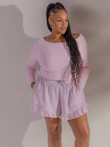 Aralina Curve Winter / 露肩针织毛衣 Y2K 街头服饰 斯德哥尔摩风格 - 粉色 - 查看 9