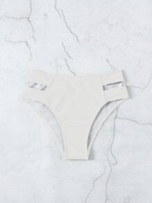 2026春夏女款白色镂空侧高开叉性感比基尼泳裤 - 白色 - 查看 5