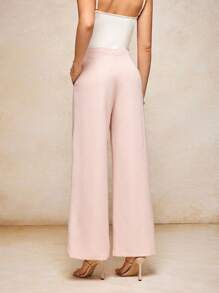 EDEN Summer Jacquard Straight Leg Pants Elegant Pink Pants Wedding - Baby Pink - View 2