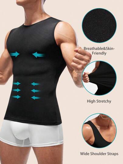 SHEIN Men Solid Color Sleeveless Slimming Body Shaper Top