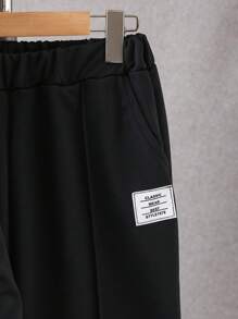 2pcs Teenage Outdoor Casual Autumn/Winter Striped Ribbed Hooded Jacket And Pants Set Fall - Black - View 7