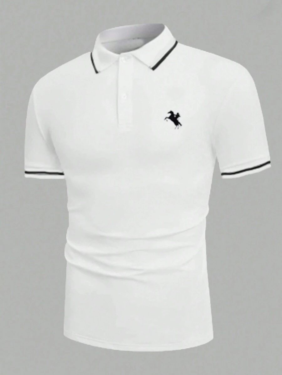 SHEIN 男童白色花卉印花 Polo 衫 - 白色 - 查看 1