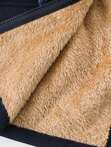 男童休闲日常百搭舒适保暖连帽加厚纯色梭织外套，适合上学、花园、海滩、生日、春、夏、秋、冬等各种场合。