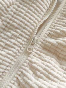 SHEIN Vintaside Kids Áo khoác trùm đầu dài tay mùa đông cho bé gái, dễ thương, thời trang, thiết kế đơn giản và đa năng, hoàn hảo cho du lịch ngoài trời, cung cấp đủ khả năng chống lạnh, phong cách và thiết thực - Màu be - Xem 7