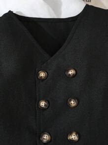 SHEIN 3pcs Baby Boys Gentleman Suit Set, Double-Breasted Vest + Casual Pants + Black Bowknot, Excluding Shirt, Fashion Elegant Stylish, Comfortable Fabric, Suitable For Spring/Autumn, Best For Daily, Party, Wedding, Christening, Performance, Events Fall Winter