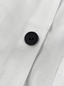 GlowEve 女式白色圆领无袖休闲衬衫，带流苏饰边和前扣 - 白色 - 查看 4