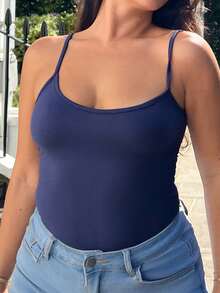 NegzBox Women's Slim Fit Open Back Cami Top, Minimalist Fashion Casual For Everyday Wear Tank Tops - Navy Blue - View 5