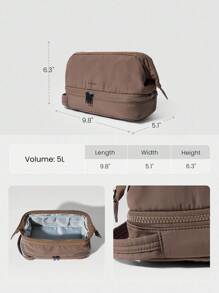 GLOWMODE 5L Glow The Distance Water-Repellent Zipper Closure Dual-Compartment Storage Logo Toiletry Bag Gym Travel Daily Casual  Spring Summer - Brown - View 6