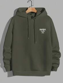 Felpa con cappuccio casual da uomo con stampa a lettere, autunno/inverno