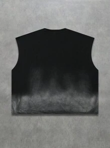 ROMWE MEN Street Life Men's Summer Fashionable Street Rhinestone Five-Pointed Star Gradient Washed Loose Comfortable Breathable Tank Top - Black - View 5