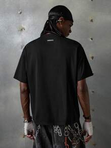 NEON BLANC 男士休闲黑色针织短袖圆领T恤，适合夏季