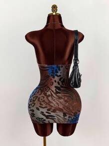 Amplova Summer Hippie Style Plunging Backless Sexy Halter Neck Women Mini Dress