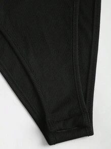 Sweetra 女式基本款圆领无袖镂空后背连体衣，黑色，春夏 - 黑色 - 查看 4