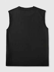 ROMWE MEN Street Life Teen Boy Portrait Print Sleeveless Tank Top, Suitable For Spring/Summer Everyday Wear