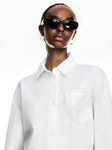 LYSMO 2025 New Arrive Minimalism Fall Women's Fashion Casual Solid Color Minimalist Button-Down Long Shirt Teacher, Airport And Travel Edgy Woman And Unique All White Party Women Date Night Halloween - White - View 3