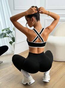 SHEIN Sports Premium Yoga Outfit, Women Sports Suit For Fitness - Black - View 2