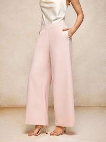 EDEN Summer Jacquard Straight Leg Pants Elegant Pink Pants Wedding - Baby Pink - View 6