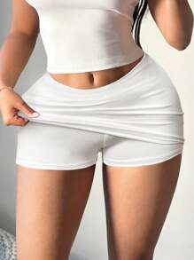 SHEIN SXY Women's Black Sexy Casual Mini Bodycon Skirt (With Leggings) - White - View 3