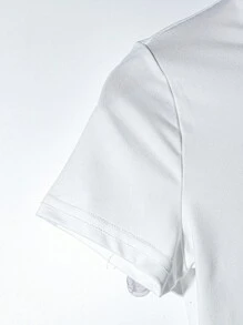 墨西哥旅行派对节图案印花纯色修身短款套头 T 恤，休闲时尚 - 白色 - 查看 5