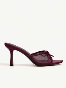 CUCCOO CHICEST 女士金色带方头高跟凉鞋 - 酒紅色 - 查看 8