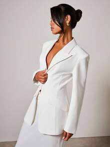 COSMINA Women's Elegant Stiff Thin Blazer, Autumn/Winter,Fall - White - View 5