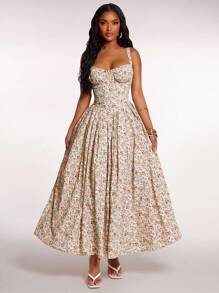 Radiana 女士性感优雅浪漫复古宫廷风格碎花细肩带长裙、芭蕾风格连衣裙、公主裙、舞会礼服、情人节约会礼服，适合派对、生日、婚礼、花园茶会、正式场合、休闲装、度假、海滩、节日 - 彩色 - 查看 4