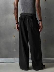 NEON BLANC Men's Street Fashion Loose Knit Black Sweatpants - Black - View 3