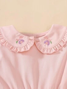 Souflis Souflis 女婴花卉刺绣彼得潘领长袖可爱连衣裙 - 粉色 - 查看 6