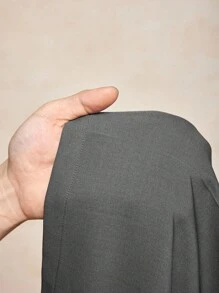 House of One 中腰褶皱梭织短裙女休闲商务短款复古秋季衣服秋季服装商务职业女性商务休闲女装 - 深灰色 - 查看 7