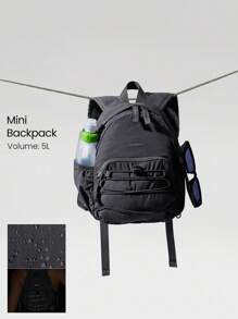 GLOWMODE Mochila pequeña de uso diario y casual con 5L de capacidad, bolsillos exteriores laterales, correas reflectantes ajustables - Gris Oscuro - Ver 1