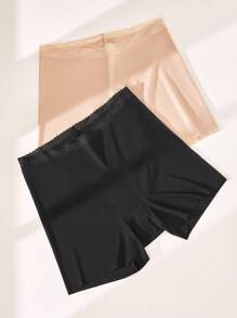 LUVLETTE 2 paquetes de pantaletas tipo short de tiro alto con encaje de TENCEL™ Modal, ropa interior femenina - Imprescindibles cómodos