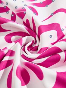 SHEIN Young Girl Floral Print Artistic Gymnastics Leotard, Professional Competition Technique Outfit, Suitable For All Seasons, Children Dance Performance And Training - Hot Pink - View 6