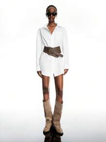 LYSMO 2025 New Arrive Minimalism Fall Women's Fashion Casual Solid Color Minimalist Button-Down Long Shirt Teacher, Airport And Travel Edgy Woman And Unique All White Party Women Date Night Halloween - White - View 7