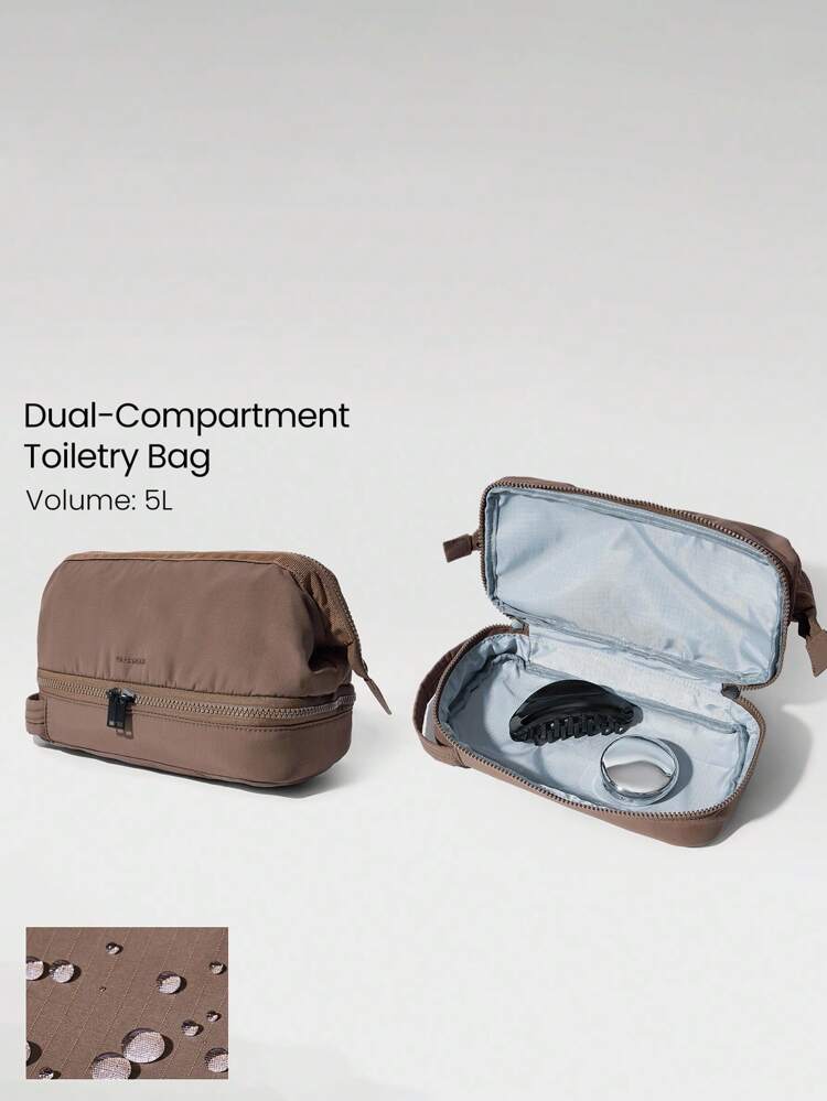 5 L Sac de toilette étanche à fermeture éclair, double compartiment, logo, pour le sport, les voyages et l'usage quotidien