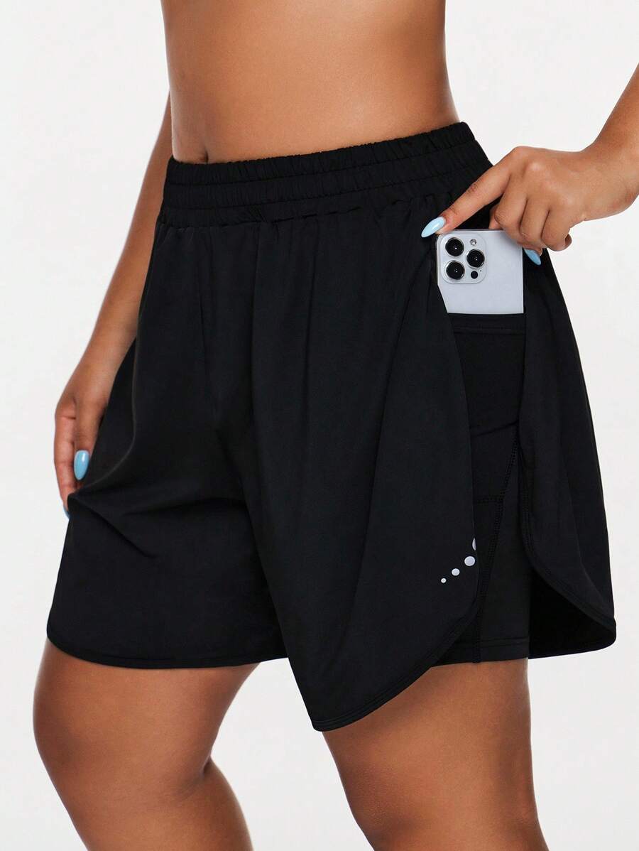 Rhythm Era Women's Plus Size Black Athletic Shorts With Pockets For Sports And Everyday Wear Running Shorts With Pockets Black Running Shorts Women