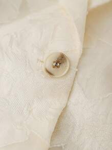 GlowEve Women's Jacquard Lapel NeckHalf Sleeve Single-Breasted Elegant Thin Blazer