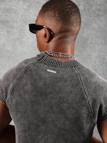 SUMWON 肌肉型针织上衣无袖罗纹圆领背心毛衣背心休闲经典街头风格秋冬必备分层上衣