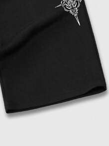 ROMWE MEN Goth Quần nỉ ống đứng dáng rộng thoải mái cho nam họa tiết hoa tối màu, quần thể thao thoải mái - màu đen - Xem 3